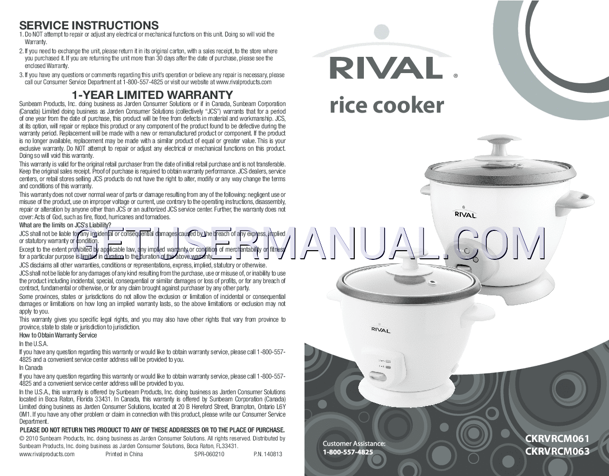Pc521 Rice Cooker Manual